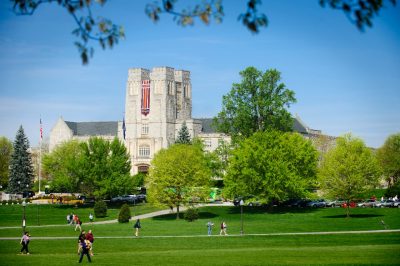 Burruss Hall in the spring