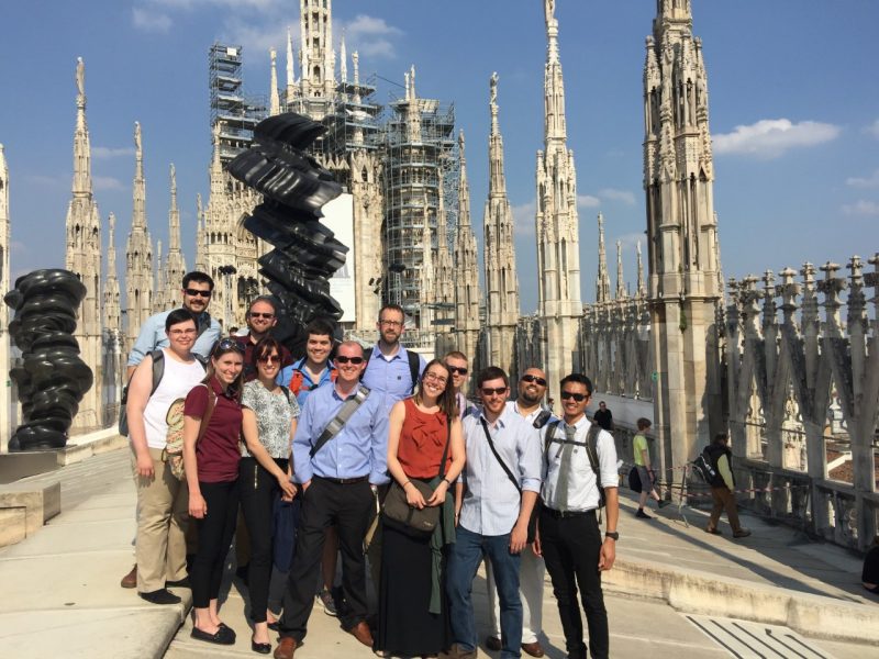 Students on a cathedral roof